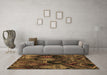 Machine Washable Abstract Brown Modern Rug in a Living Room,, wshabs5370brn