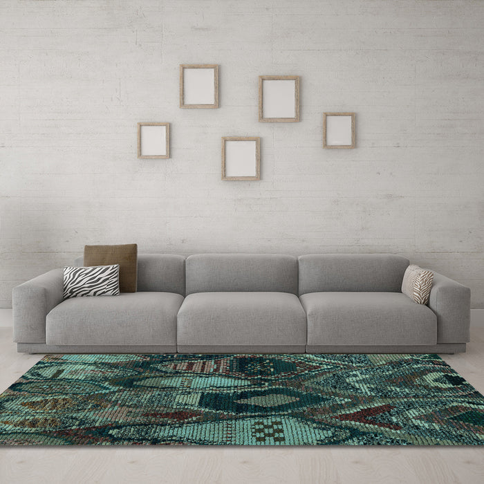 Machine Washable Abstract Light Blue Modern Rug in a Living Room, wshabs5370lblu