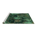 Sideview of Machine Washable Abstract Turquoise Modern Area Rugs, wshabs5370turq