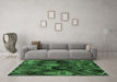 Machine Washable Abstract Emerald Green Modern Area Rugs in a Living Room,, wshabs5370emgrn