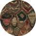 Round Abstract Red Modern Rug, abs5370