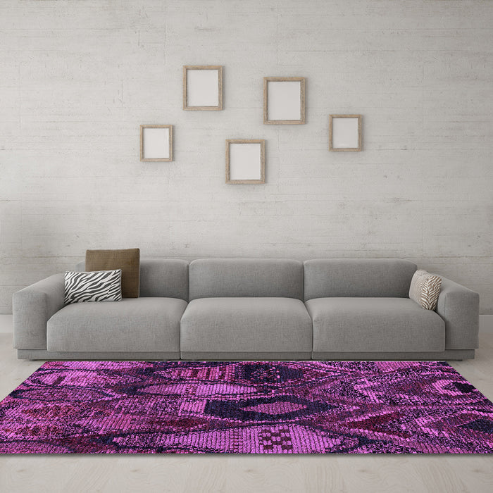 Machine Washable Abstract Purple Modern Area Rugs in a Living Room, wshabs5370pur