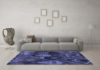 Machine Washable Abstract Blue Modern Rug, wshabs5370blu