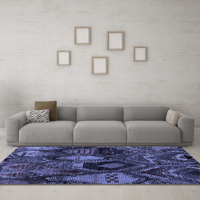 Machine Washable Abstract Blue Modern Rug in a Living Room, wshabs5370blu