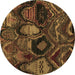 Round Abstract Brown Modern Rug, abs5370brn