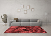 Machine Washable Abstract Red Modern Rug, wshabs5370red