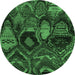 Round Abstract Emerald Green Modern Rug, abs5370emgrn