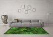 Machine Washable Abstract Green Modern Area Rugs in a Living Room,, wshabs5370grn