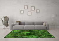 Machine Washable Abstract Green Modern Rug, wshabs5370grn