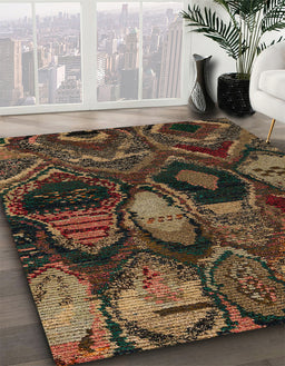 Machine Washable Abstract Night Red Rug in a Family Room, wshabs5370