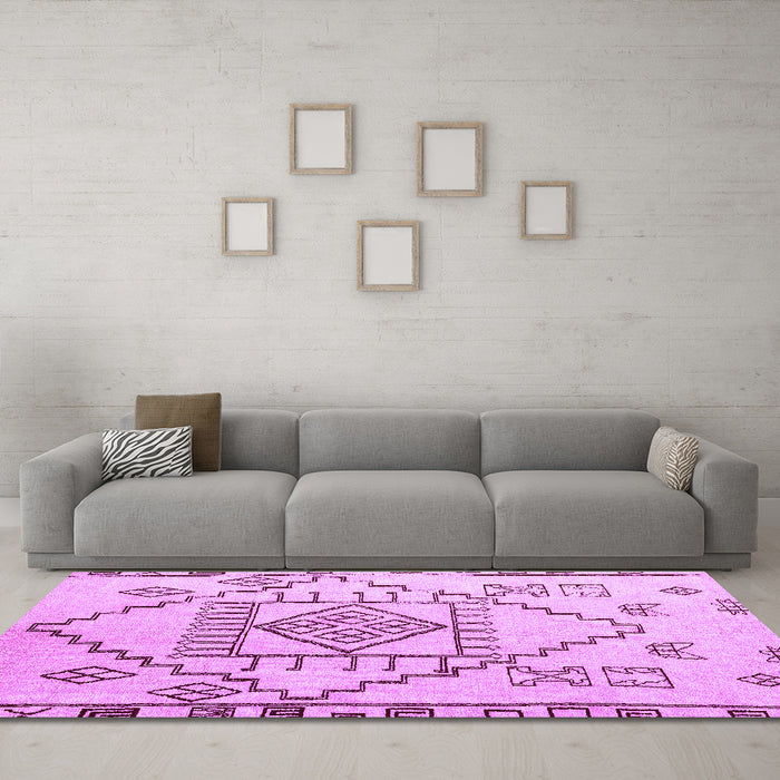 Machine Washable Solid Purple Modern Area Rugs in a Living Room, wshabs5371pur