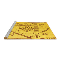 Sideview of Machine Washable Solid Yellow Modern Rug, wshabs5371yw