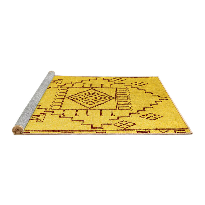 Sideview of Machine Washable Solid Yellow Modern Rug, wshabs5371yw