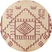 Round Abstract Pastel Orange Solid Rug, abs5371