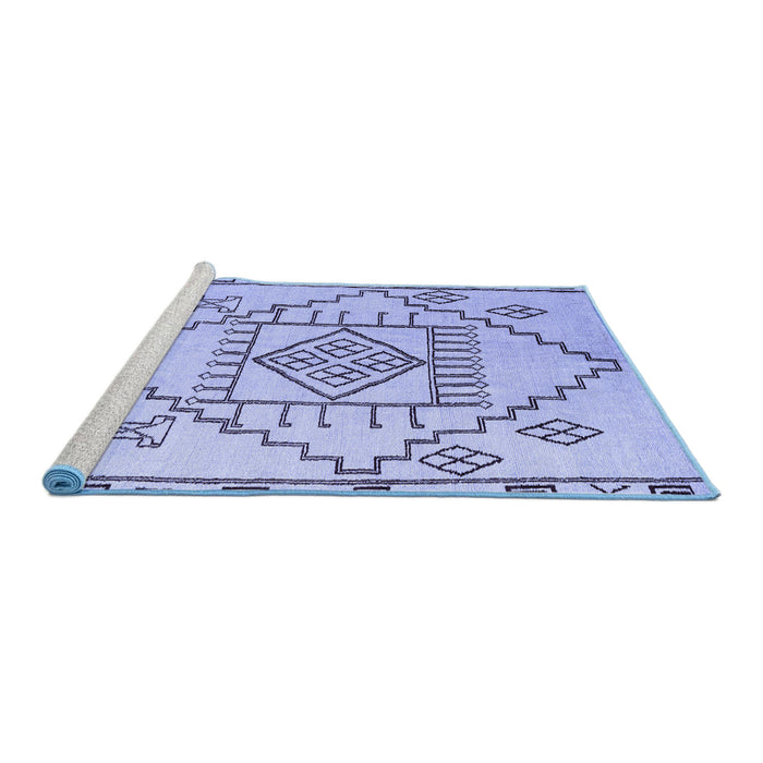Sideview of Machine Washable Solid Blue Modern Rug, wshabs5371blu