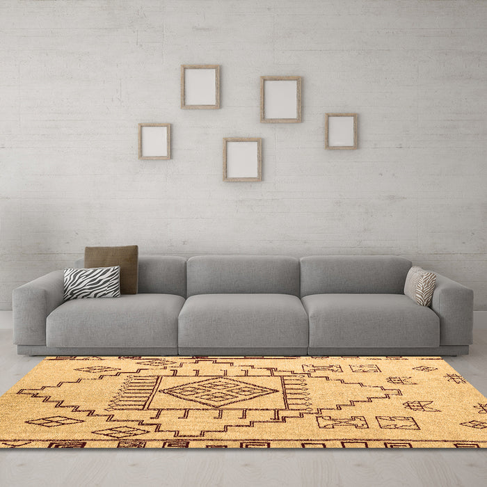 Machine Washable Solid Brown Modern Rug in a Living Room,, wshabs5371brn