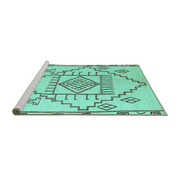 Sideview of Machine Washable Solid Turquoise Modern Area Rugs, wshabs5371turq