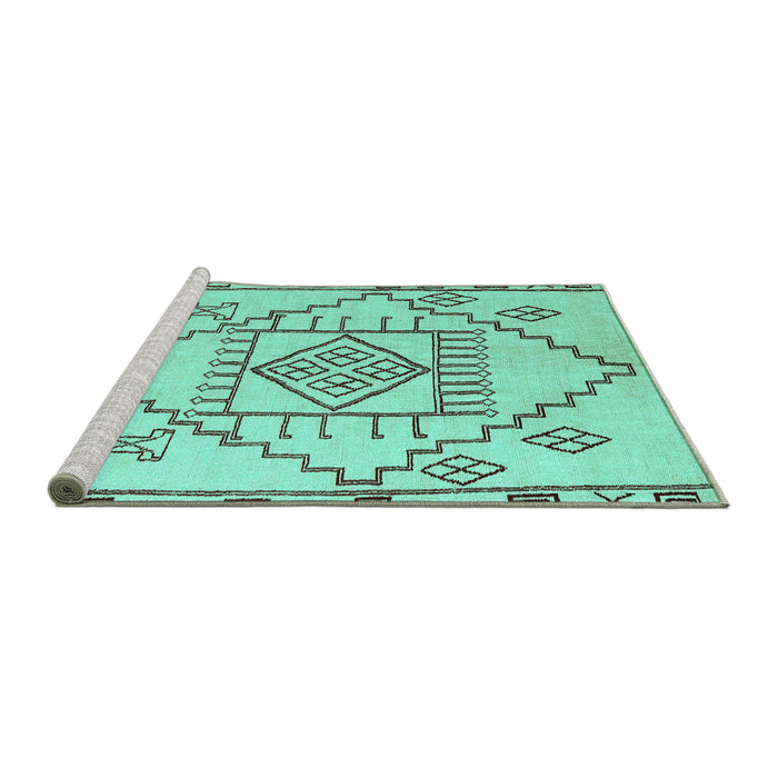 Sideview of Machine Washable Solid Turquoise Modern Area Rugs, wshabs5371turq