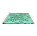 Sideview of Machine Washable Solid Turquoise Modern Area Rugs, wshabs5371turq