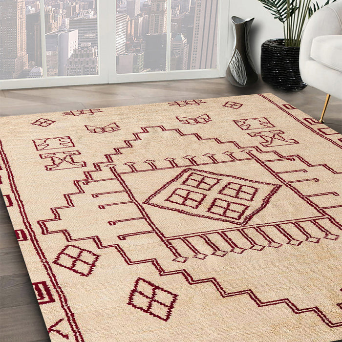 Abstract Pastel Orange Solid Rug in Family Room, abs5371