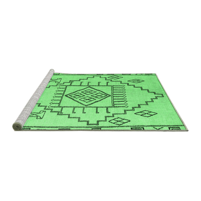 Sideview of Machine Washable Solid Emerald Green Modern Area Rugs, wshabs5371emgrn