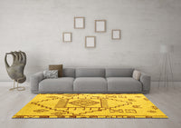 Machine Washable Solid Yellow Modern Rug, wshabs5371yw