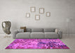 Machine Washable Abstract Pink Modern Rug in a Living Room, wshabs5372pnk