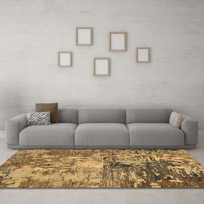 Machine Washable Abstract Brown Modern Rug in a Living Room,, wshabs5372brn