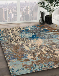 Abstract Coffee Brown Modern Rug, abs5372