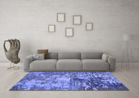 Machine Washable Abstract Blue Modern Rug, wshabs5372blu