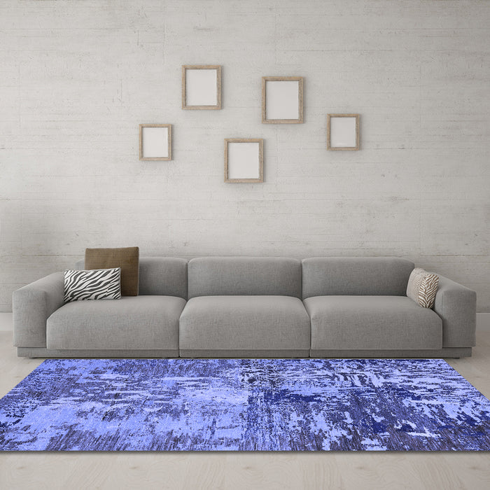 Machine Washable Abstract Blue Modern Rug in a Living Room, wshabs5372blu