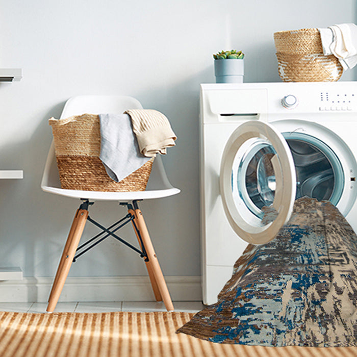 Machine Washable Abstract Coffee Brown Rug in a Washing Machine, wshabs5372