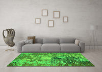 Machine Washable Abstract Green Modern Rug, wshabs5372grn