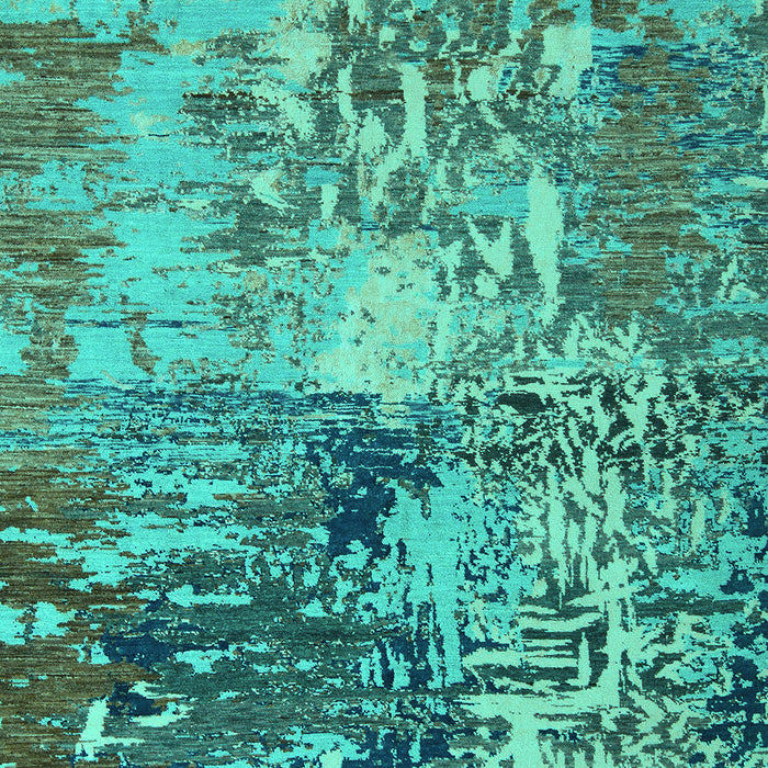 Machine Washable Abstract Turquoise Modern Area Rugs, wshabs5372turq
