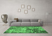 Machine Washable Abstract Emerald Green Modern Area Rugs in a Living Room,, wshabs5372emgrn