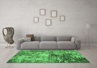 Machine Washable Abstract Emerald Green Modern Rug, wshabs5372emgrn