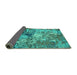 Sideview of Abstract Turquoise Modern Rug, abs5372turq