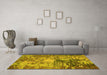 Machine Washable Abstract Yellow Modern Rug in a Living Room, wshabs5372yw