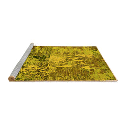 Sideview of Machine Washable Abstract Yellow Modern Rug, wshabs5372yw