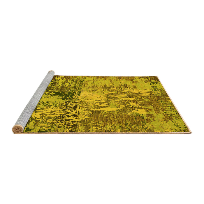 Sideview of Machine Washable Abstract Yellow Modern Rug, wshabs5372yw