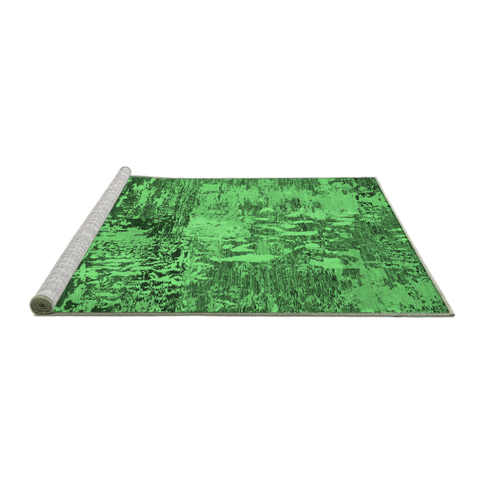 Sideview of Machine Washable Abstract Emerald Green Modern Area Rugs, wshabs5372emgrn