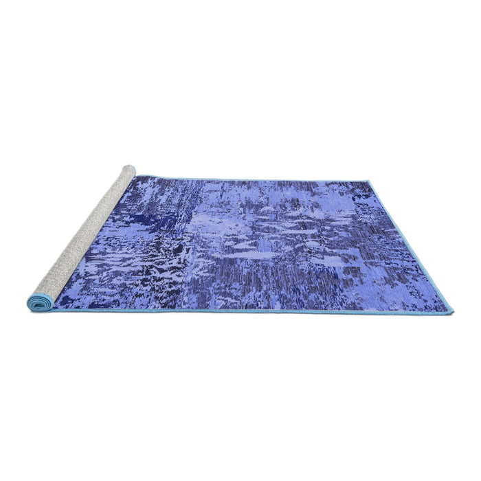 Sideview of Machine Washable Abstract Blue Modern Rug, wshabs5372blu