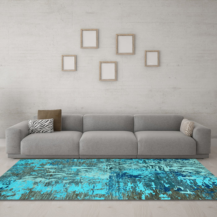 Machine Washable Abstract Light Blue Modern Rug in a Living Room, wshabs5372lblu