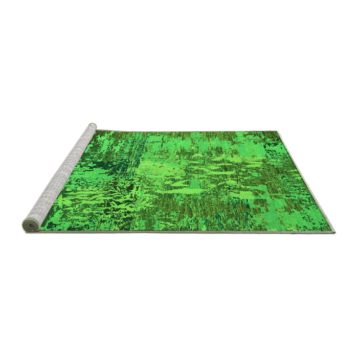 Sideview of Machine Washable Abstract Green Modern Area Rugs, wshabs5372grn