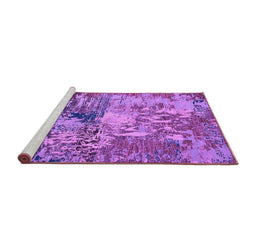 Sideview of Machine Washable Abstract Purple Modern Area Rugs, wshabs5372pur
