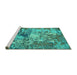 Sideview of Machine Washable Abstract Turquoise Modern Area Rugs, wshabs5372turq