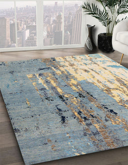 Abstract Tan Brown Modern Rug in Family Room, abs5373