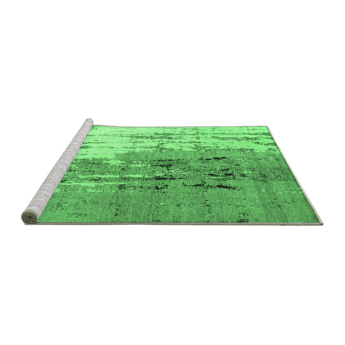 Sideview of Machine Washable Abstract Emerald Green Modern Area Rugs, wshabs5373emgrn