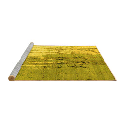 Sideview of Machine Washable Abstract Yellow Modern Rug, wshabs5373yw