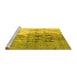 Sideview of Machine Washable Abstract Yellow Modern Rug, wshabs5373yw